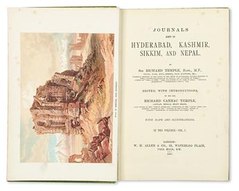 TEMPLE, RICHARD, Sir. Journals kept in Hyderabad, Kashmir, Sikkim, and Nepal.  2 vols.  1887